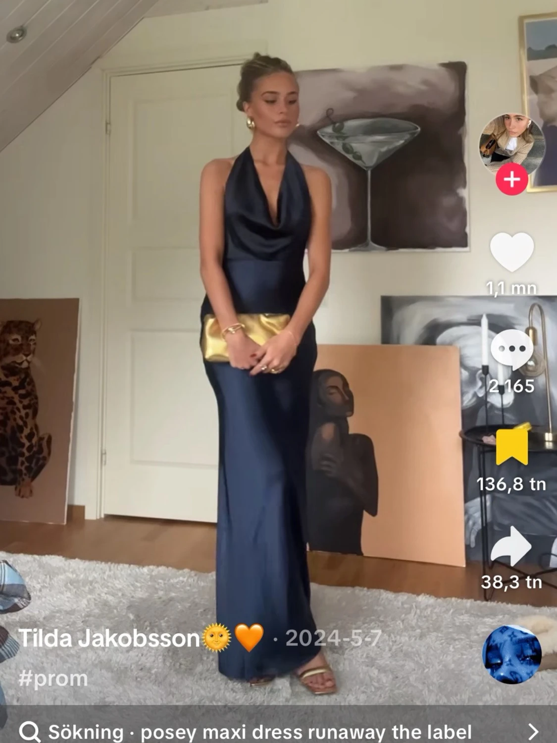 Marinblå långklänning Runaway