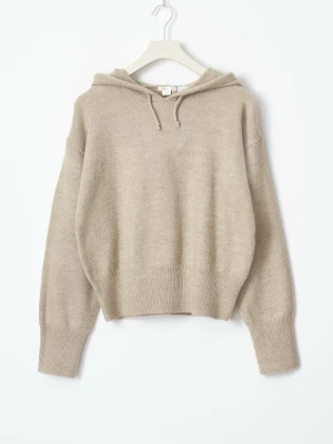 beige stickad hoodie - jöttefin beige stickad hoodie i strl S/170! 