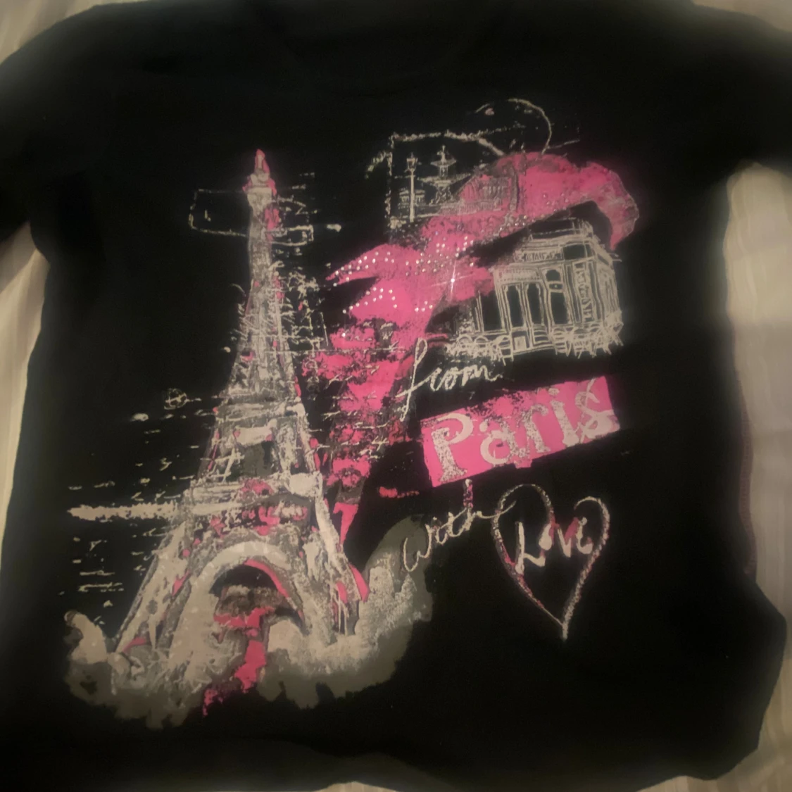 Svart Paris t-shirt med tryck - 1