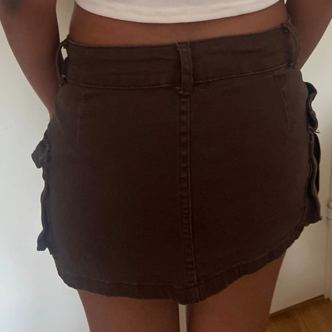 Brun cargo minikjol med fickor - 1