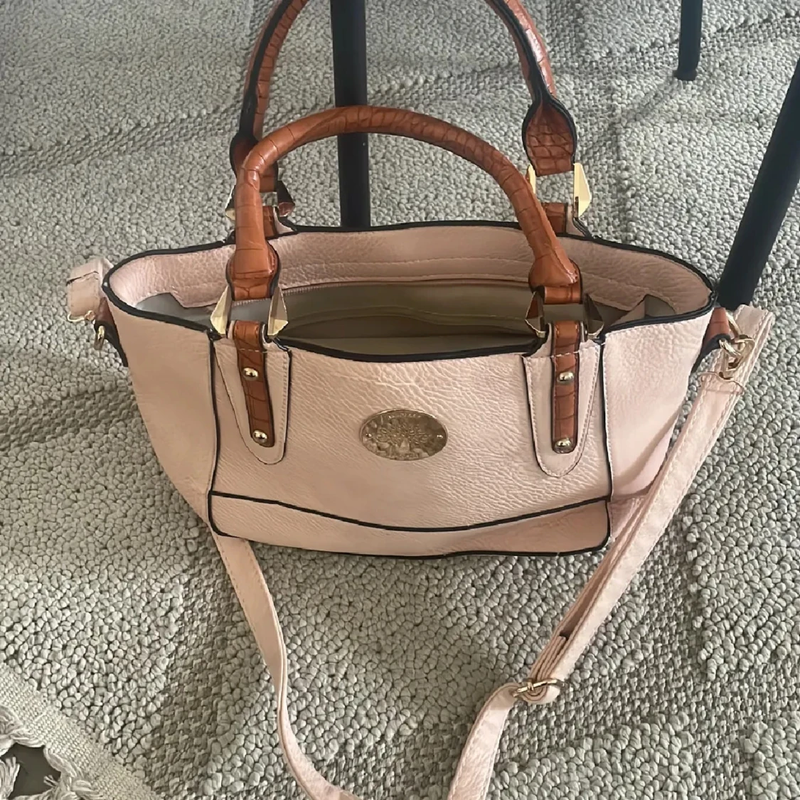 Mulberry ljusrosa handväska med bruna detaljer - 1