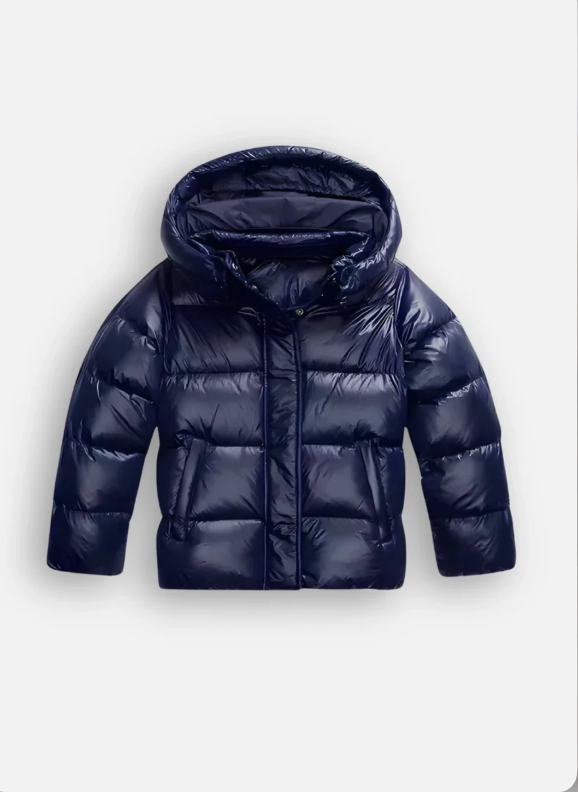 Mörkblå pufferjacka med huva - 1