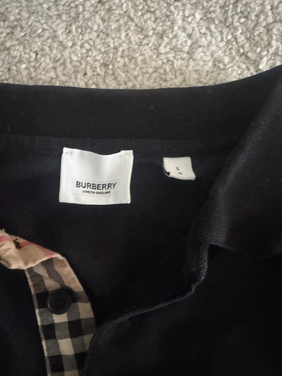 Svart Burberry skjorta med rutig detalj - 2