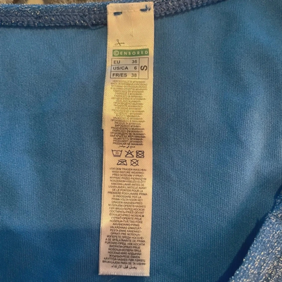 Blå glittrig bikiniunderdel Censored S - 2