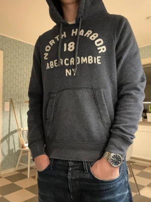 Abercrombie & Fitch hoodie - En supersnygg hoodie från A&F som passar till allt!🤩Storlek S men är lite kort, är 176cm på bilden. Inga defekter och är i riktigt bra skick med en snygg vintage look😮‍💨Var inte rädda att skicka frågor och prisförslag!