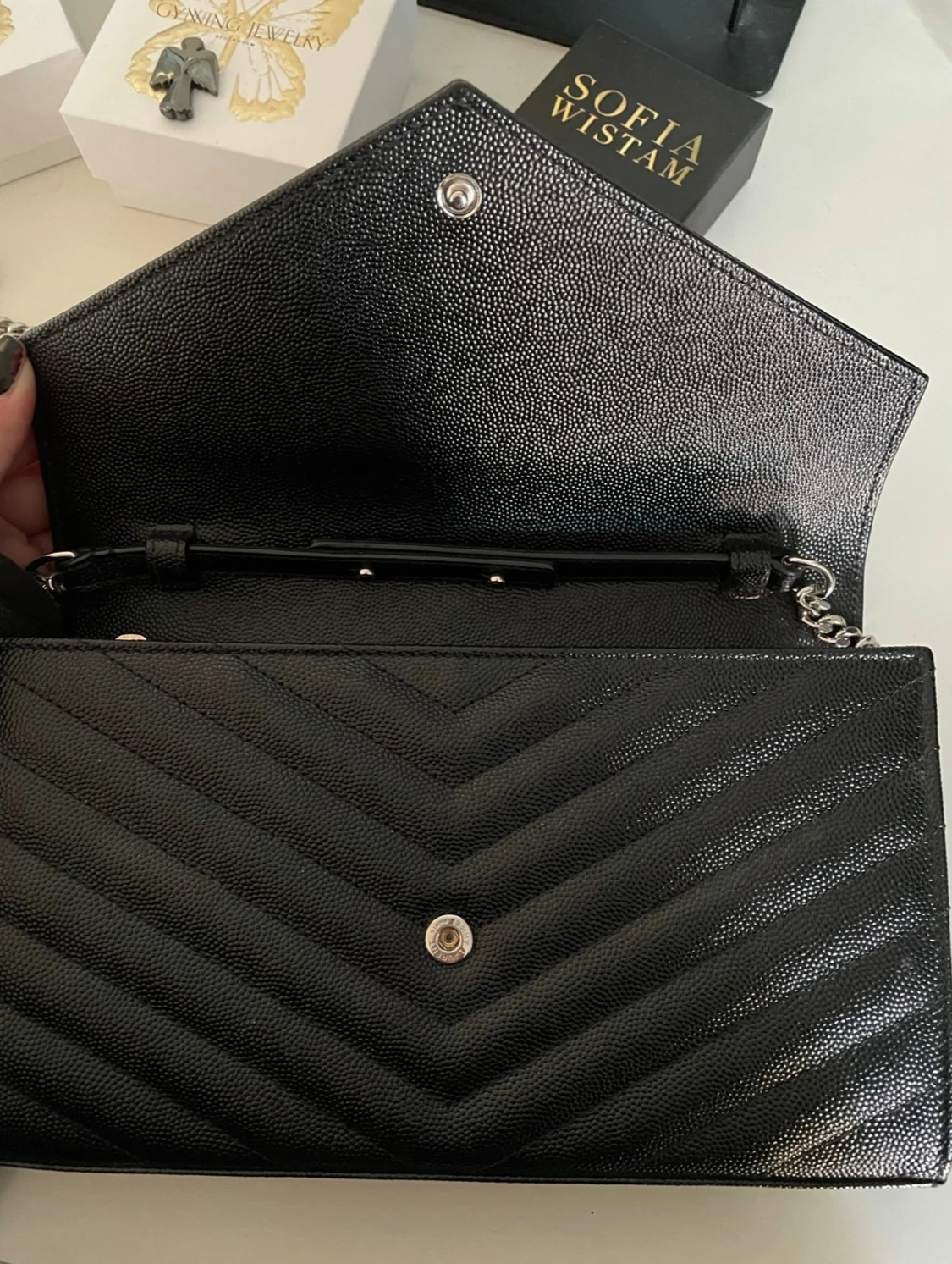 Svart kuvertväska Saint Laurent ÄKTA - 2