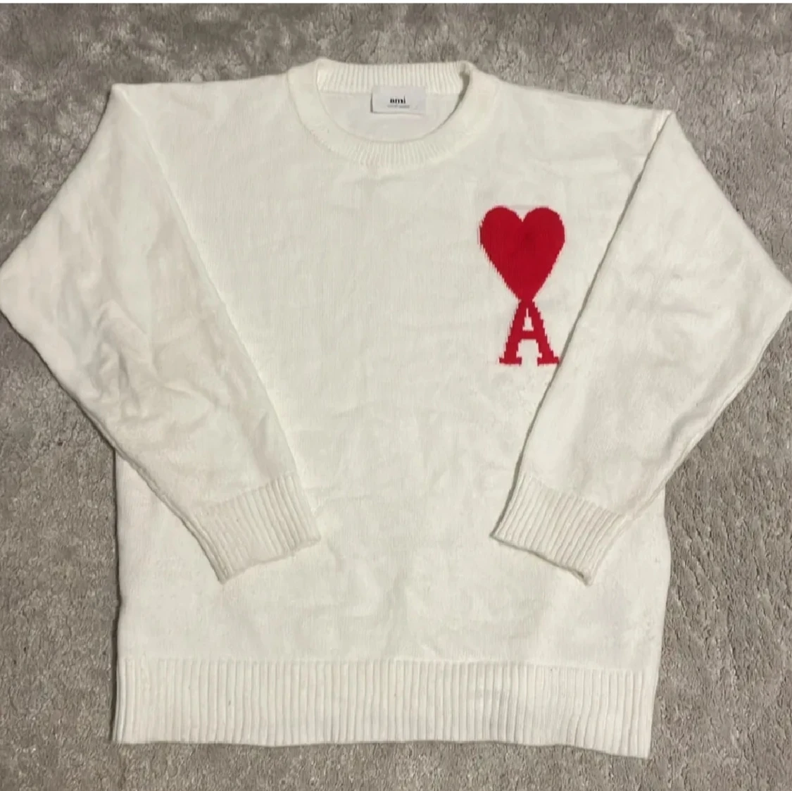 Vit stickad tröja från Ami Paris
