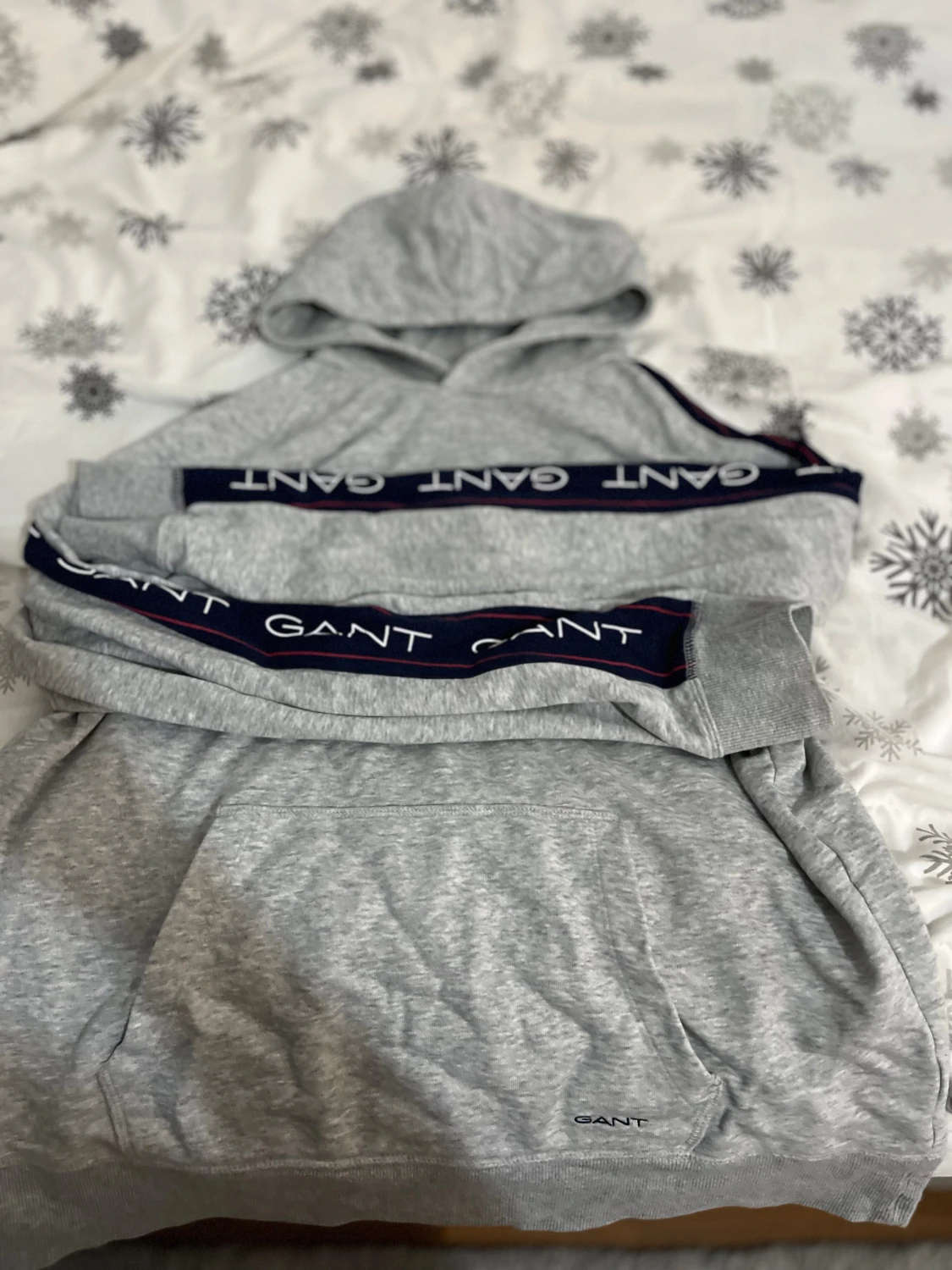 Grå hoodie från GANT med logoband