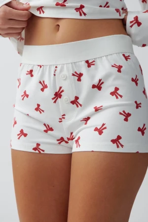 SÖKER!! - Söker dessa vita homewear hotpants med röda rosetter på från Gina Tricot i storlek S.🎀