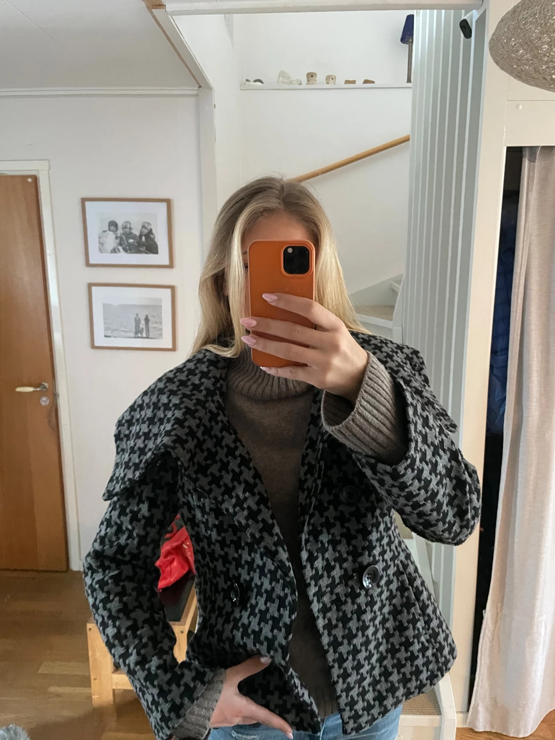 unik grå-svart rutig skepparkavaj - 1