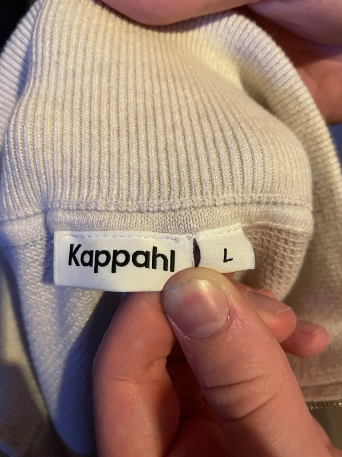 Beige stickad half zip-tröja  - 2