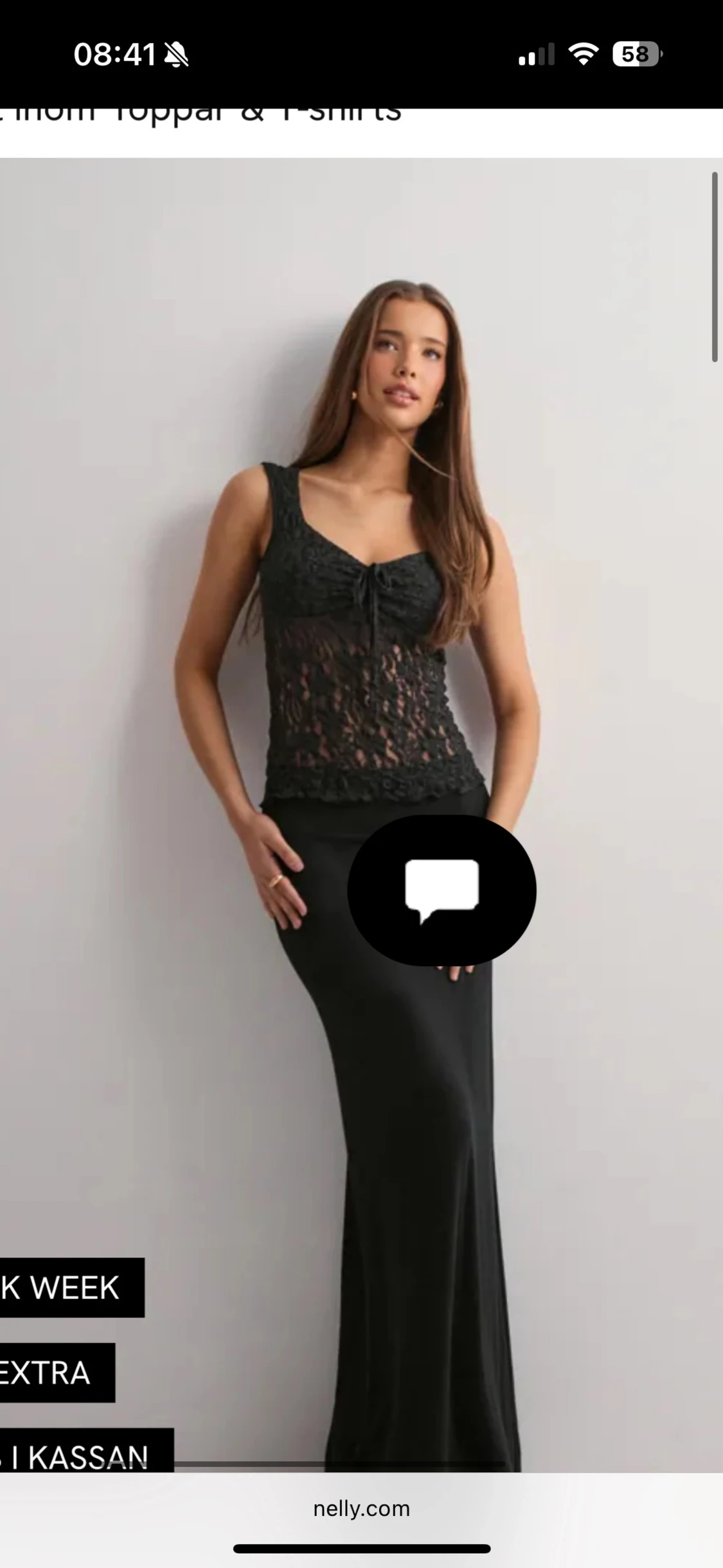 Svart spetsig linnetopp från Nelly - 1