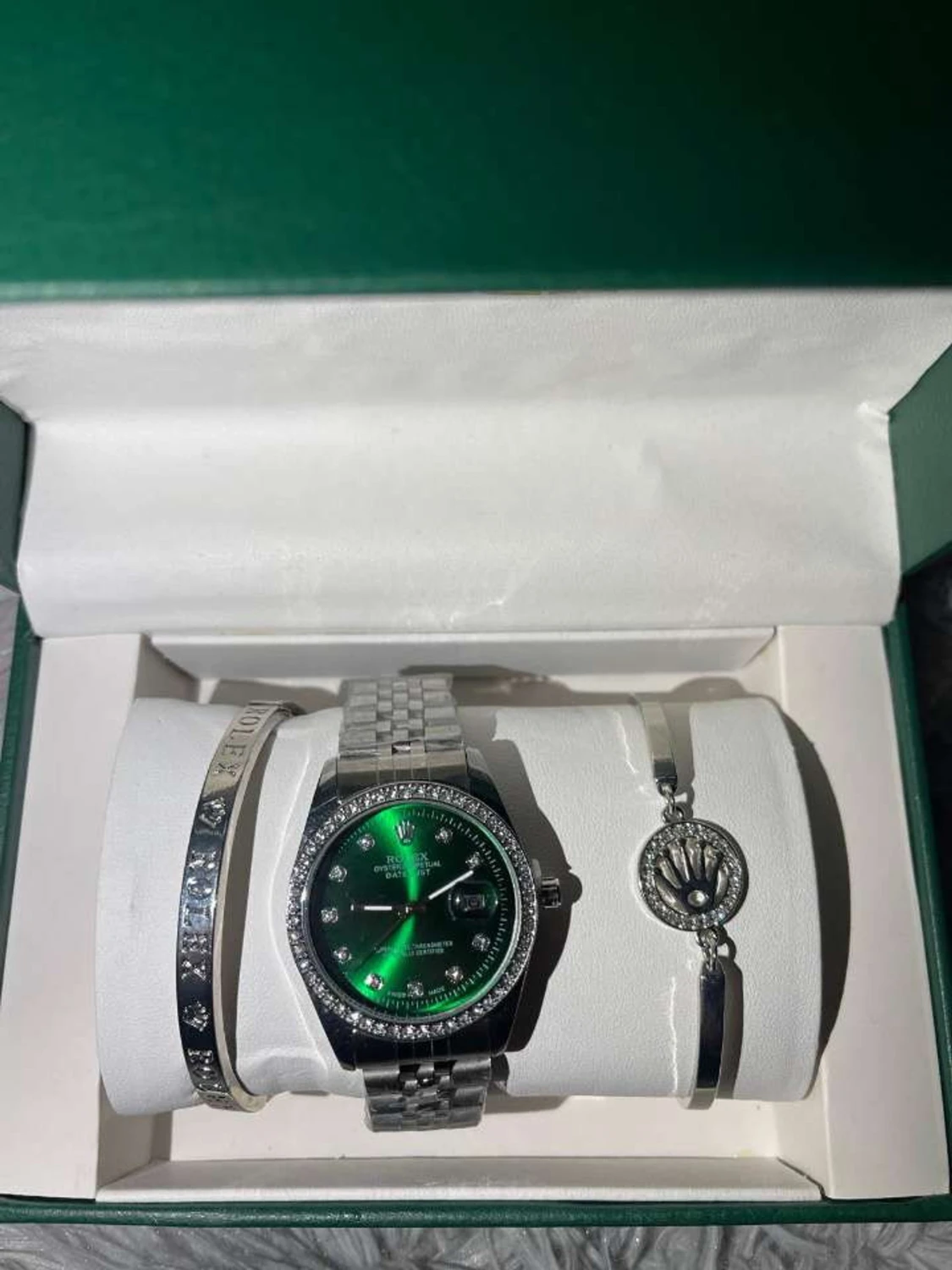 Rolle klockset med grön urtavla - 1