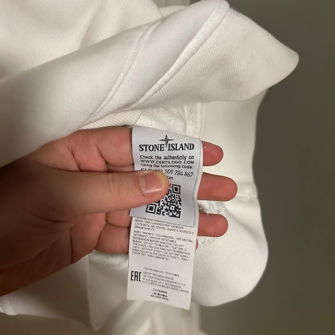 Vit hoodie från Stone Island M - Stone Island Compass Patch Drawstring Hoodie vit - 4