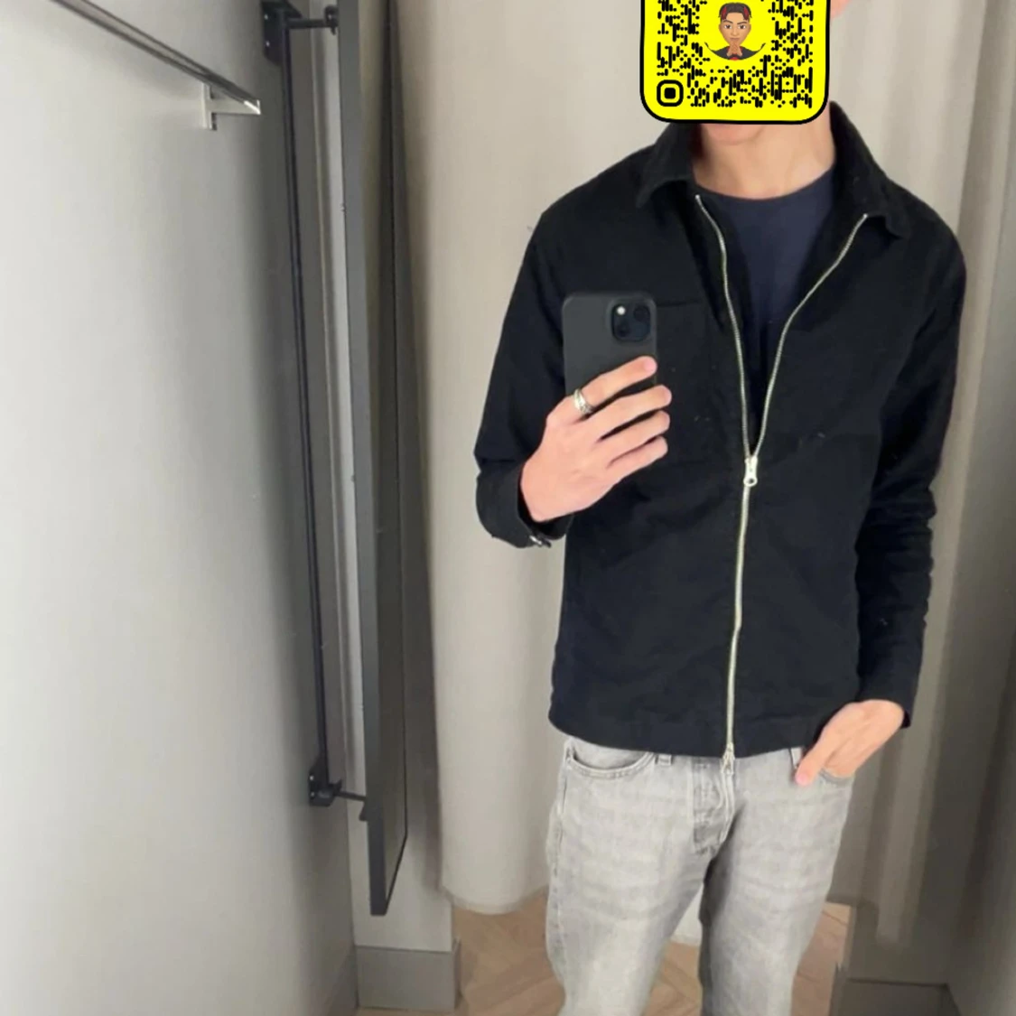 Svart overshirt med dragkedja