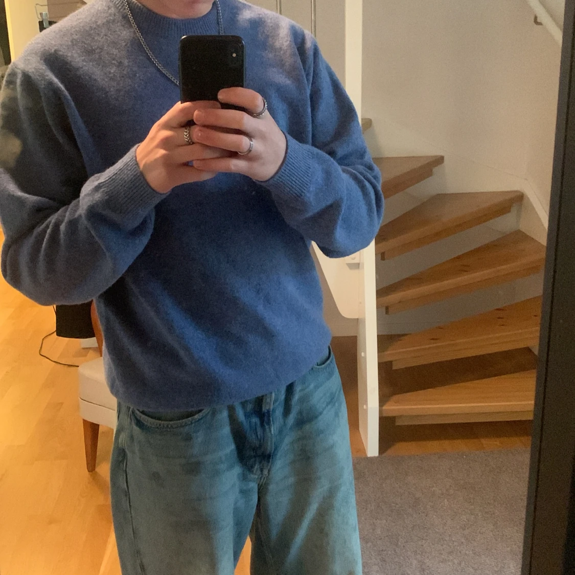 Blå merinoulltröja från Vailent