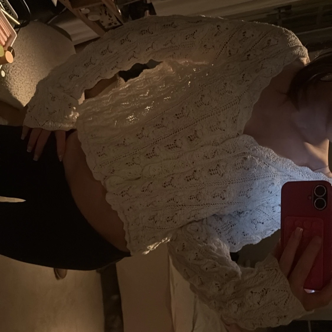 Vit stickad kofta från MNG