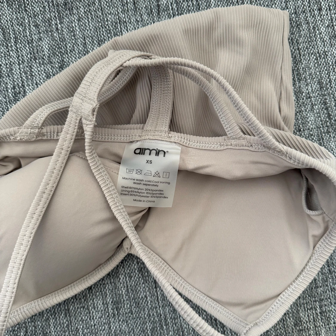 Beige ribbad linnetopp från Aim'n XS - 2