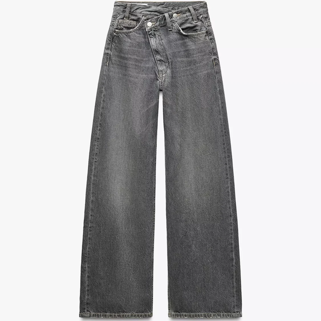 Gråa wide jeans med hög midja