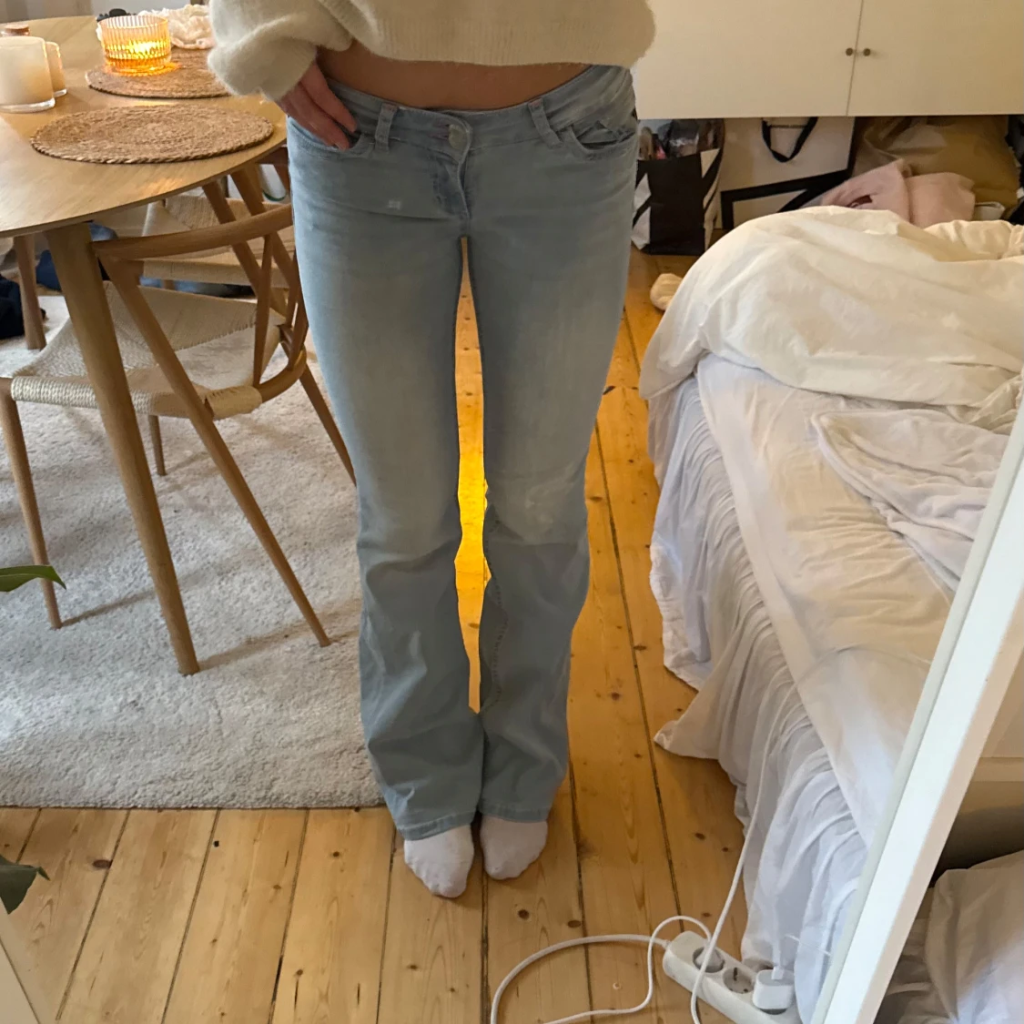  ljusblå Lågmidjade bootcut jeans - 2