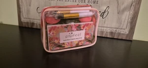 Popfeel makeup set with palettes and brushes / everything  - Never used/Brand new                             Makeup set from Popfeel with eyeshadow palette in neutral and pink tones, cheek palette with blush and highlighter, several lipsticks and lip glosses in different colors, foundation, primer, eyebrow pencil, mascara, beauty blender, makeup brushes with handles and eyeshadow brush. Everything comes in a pink transparent  bag. Perfect for Travel , shipping very fast-same day 
