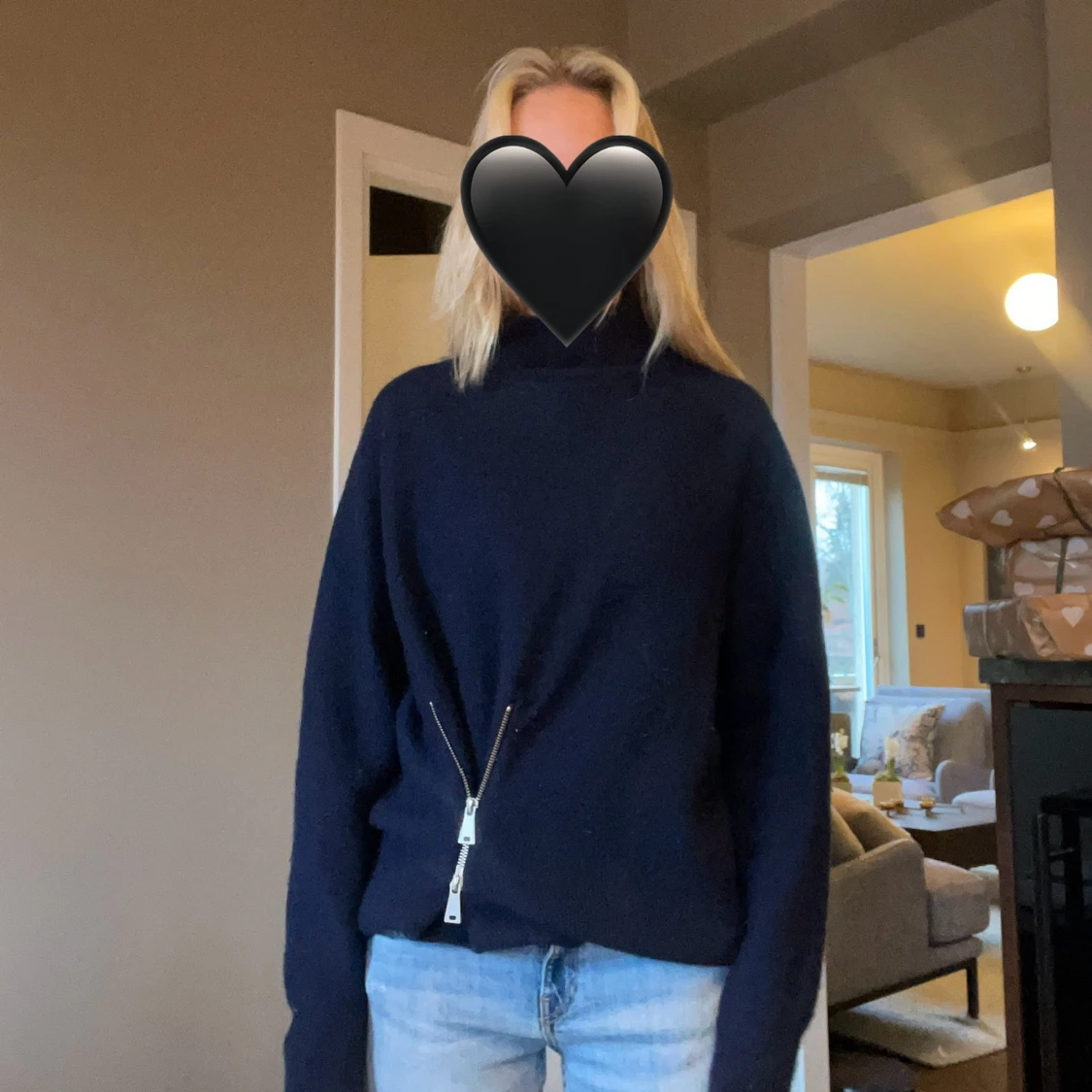 Mörkblå polotröja med dragkedja Zara - 1