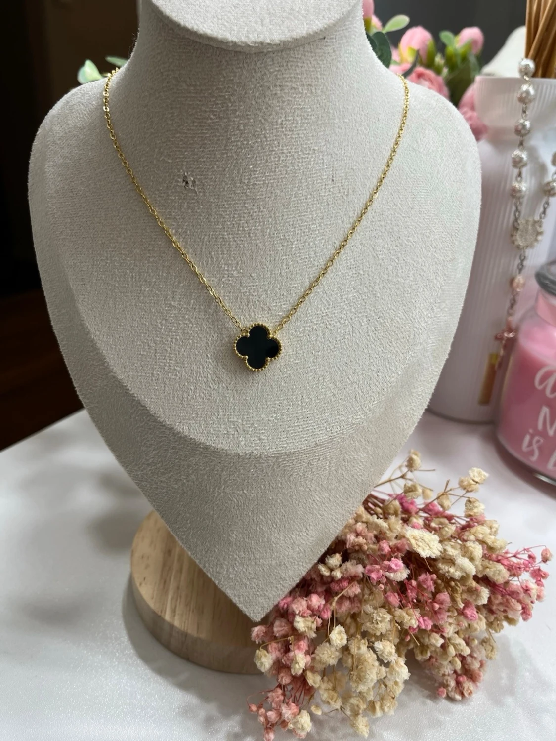 18k guldpläterad klöver halsband  - 1