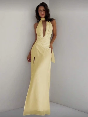 ljus gul klänning/balklänning - fint skick