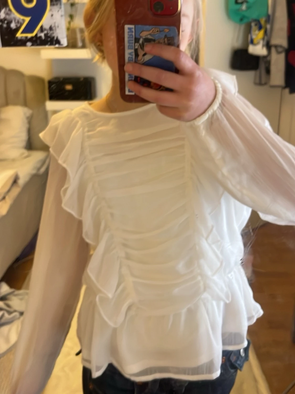 Vit volangblus från Lindex