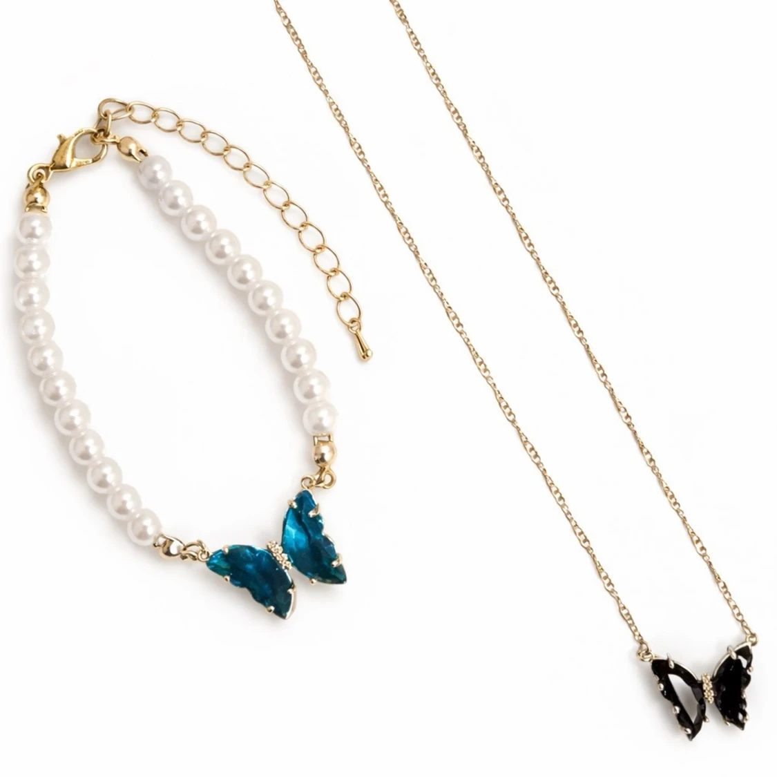 ~ Fjäril Armband ~ Halsband sett  - 90