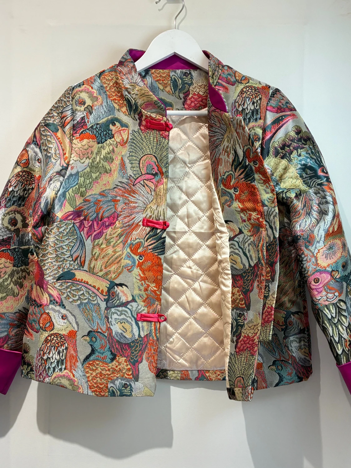 Broderad overshirt med fågelmönster - 4