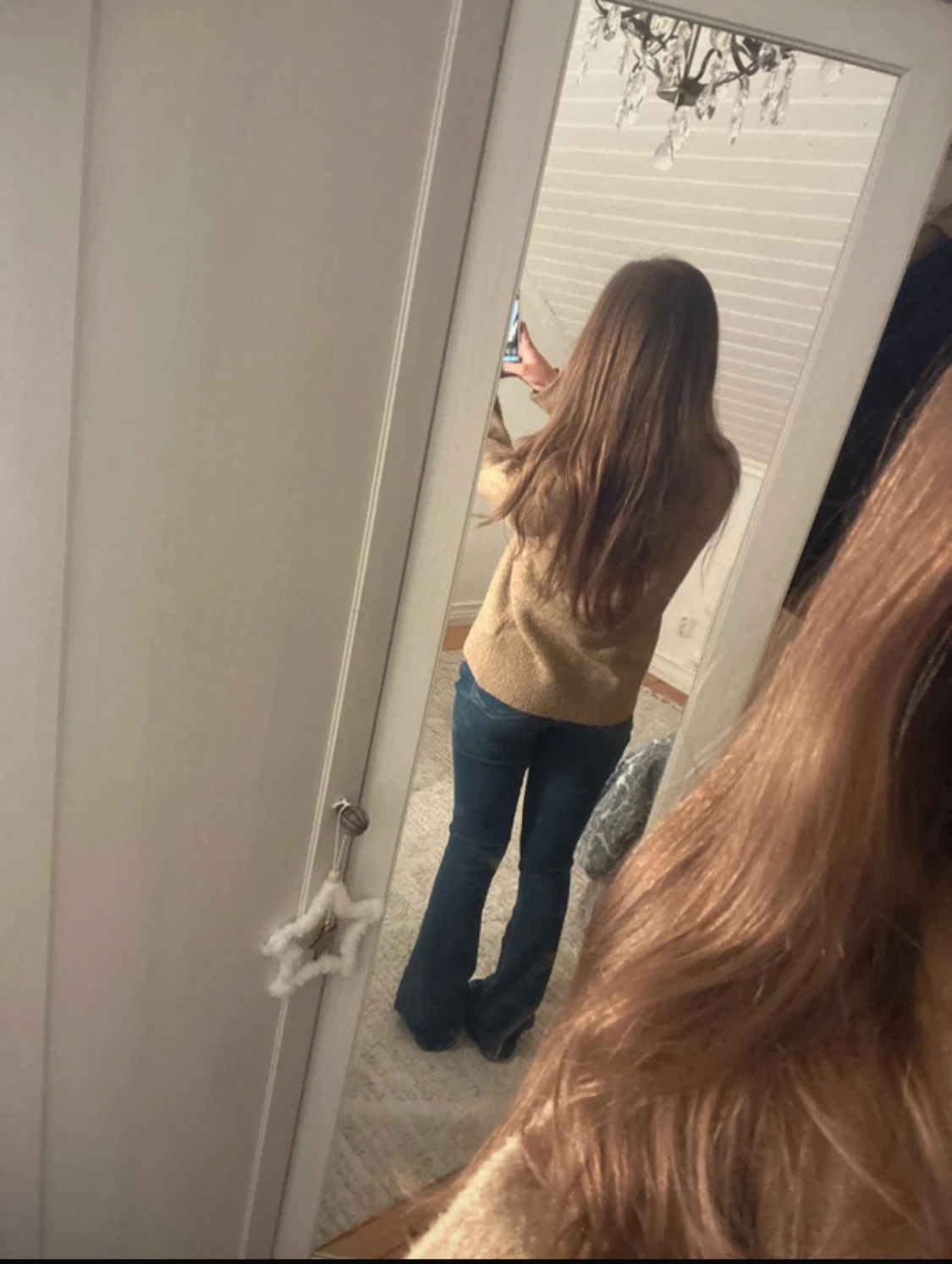 Blå bootcut jeans med låg midja - 2