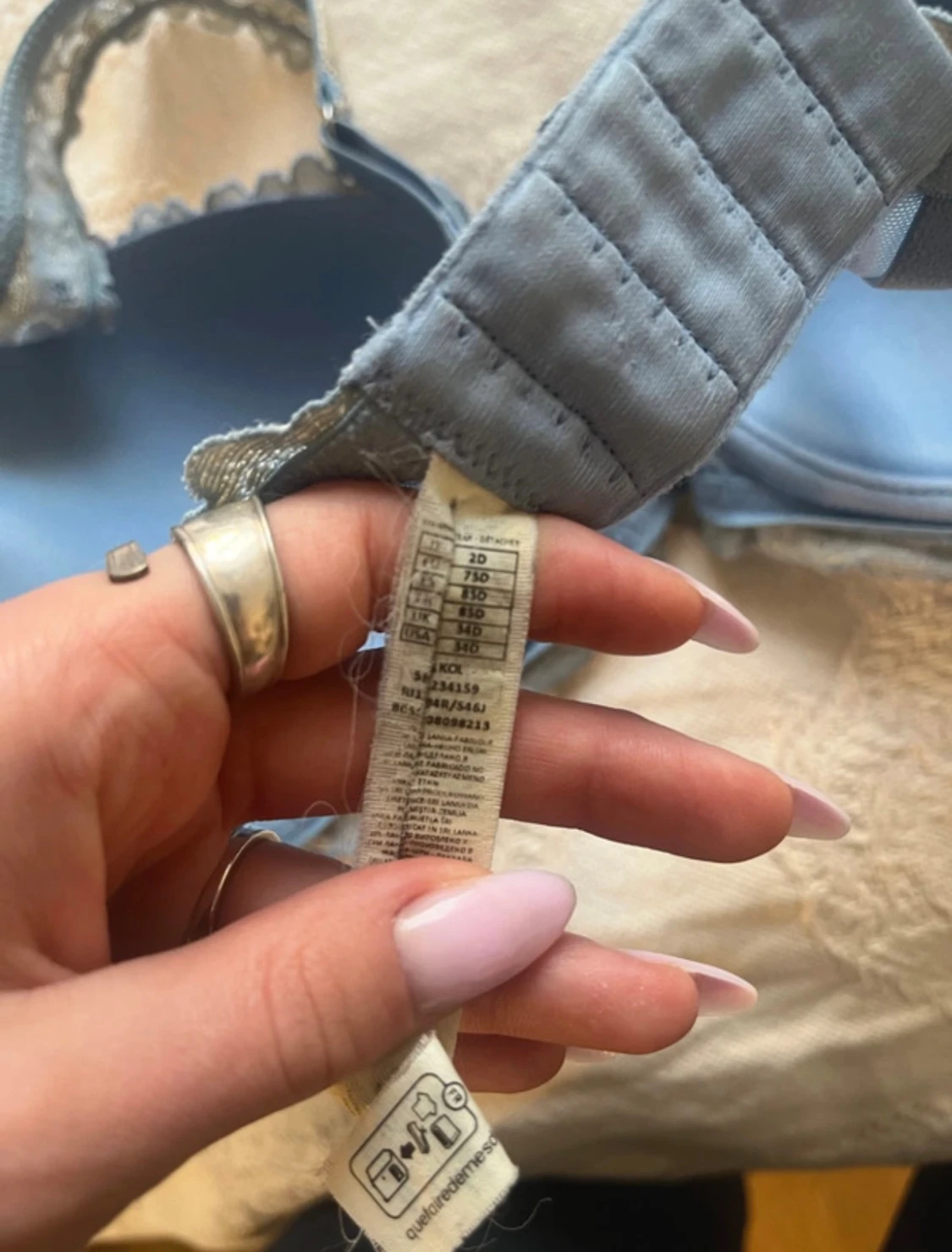 Blå bh med blommigt mönster - 3