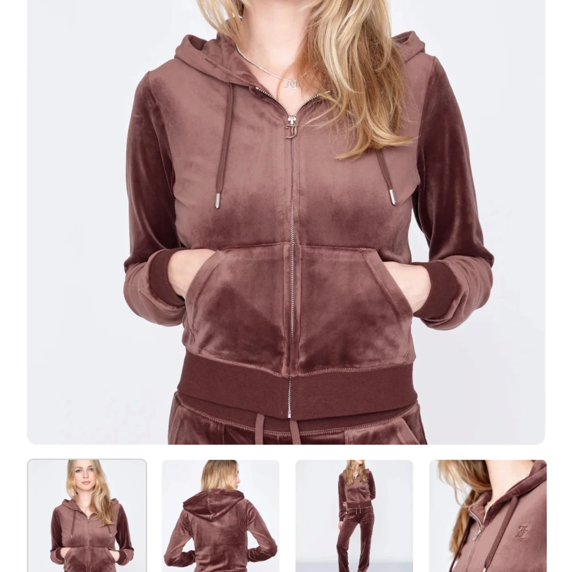 Brun velour hoodie från Juicy Couture - 2
