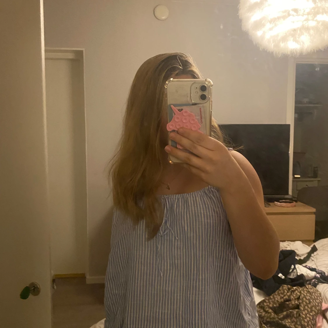 Blåvit randigt linne