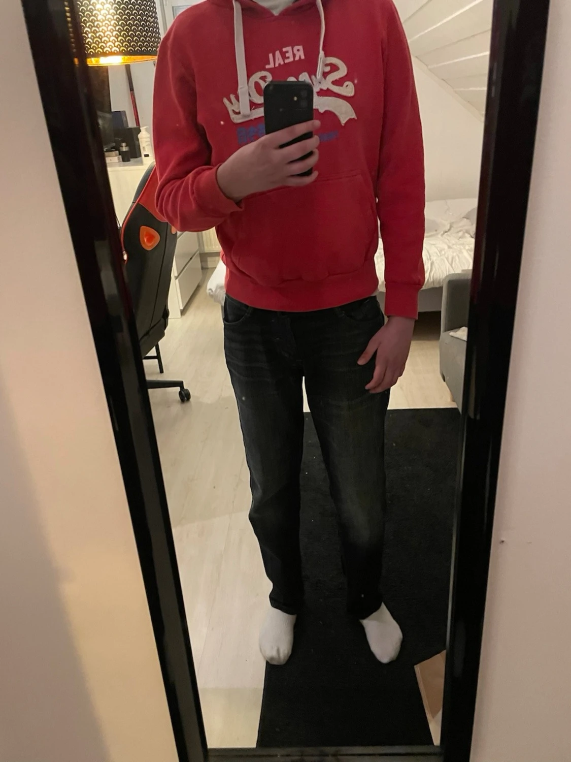 Röd Superdry hoodie med tryck