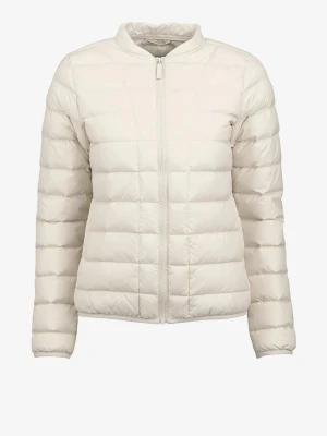 Vit/beige tunn dunjacka - Stilren vit/beige pufferjacka med quiltad design och dragkedja framtill. Jackan har en klassisk ståkrage och raka ärmar. Nypris ca 1000kr