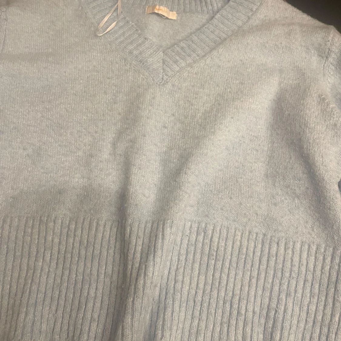 Ljusblå croppad stickad tröja - 2