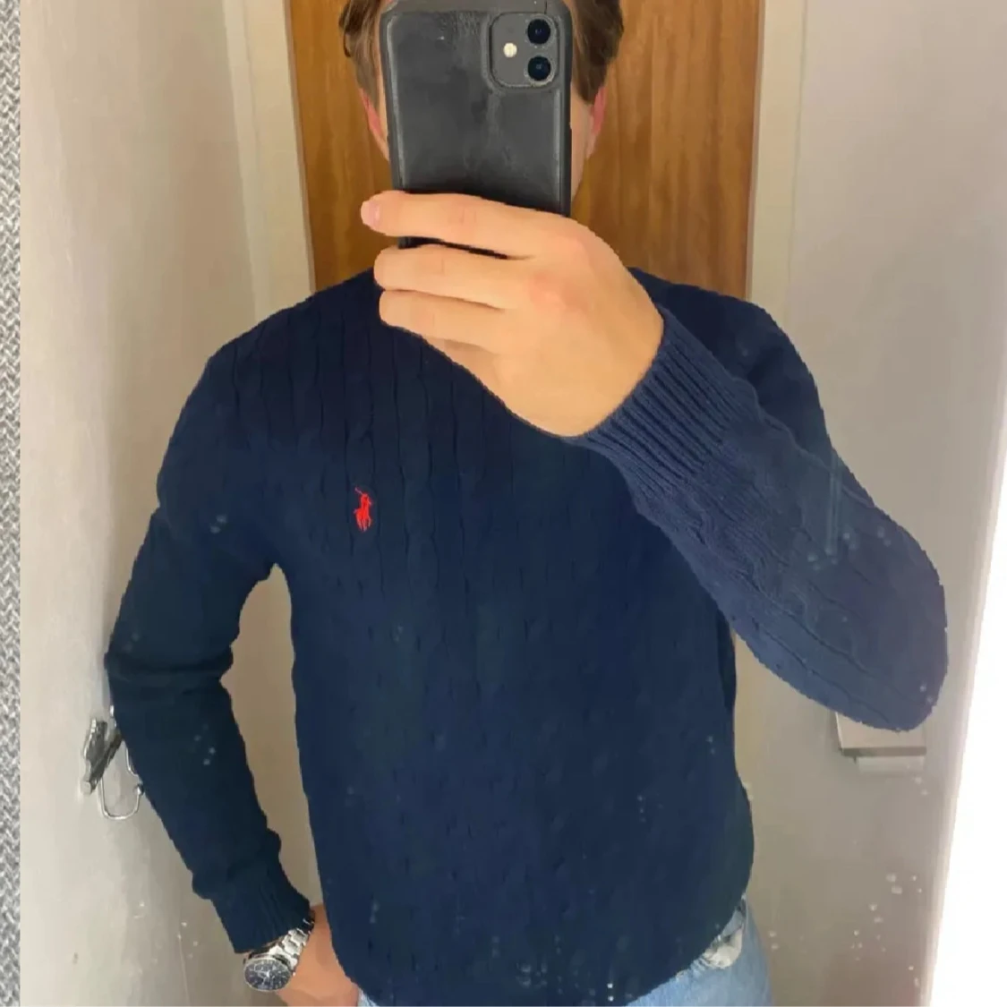 Mörkblå stickad tröja från Polo Ralph Lauren