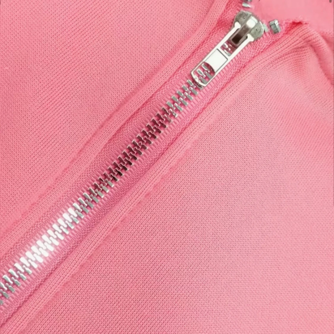 Rosa hoodie med dragkedja och huva - 2