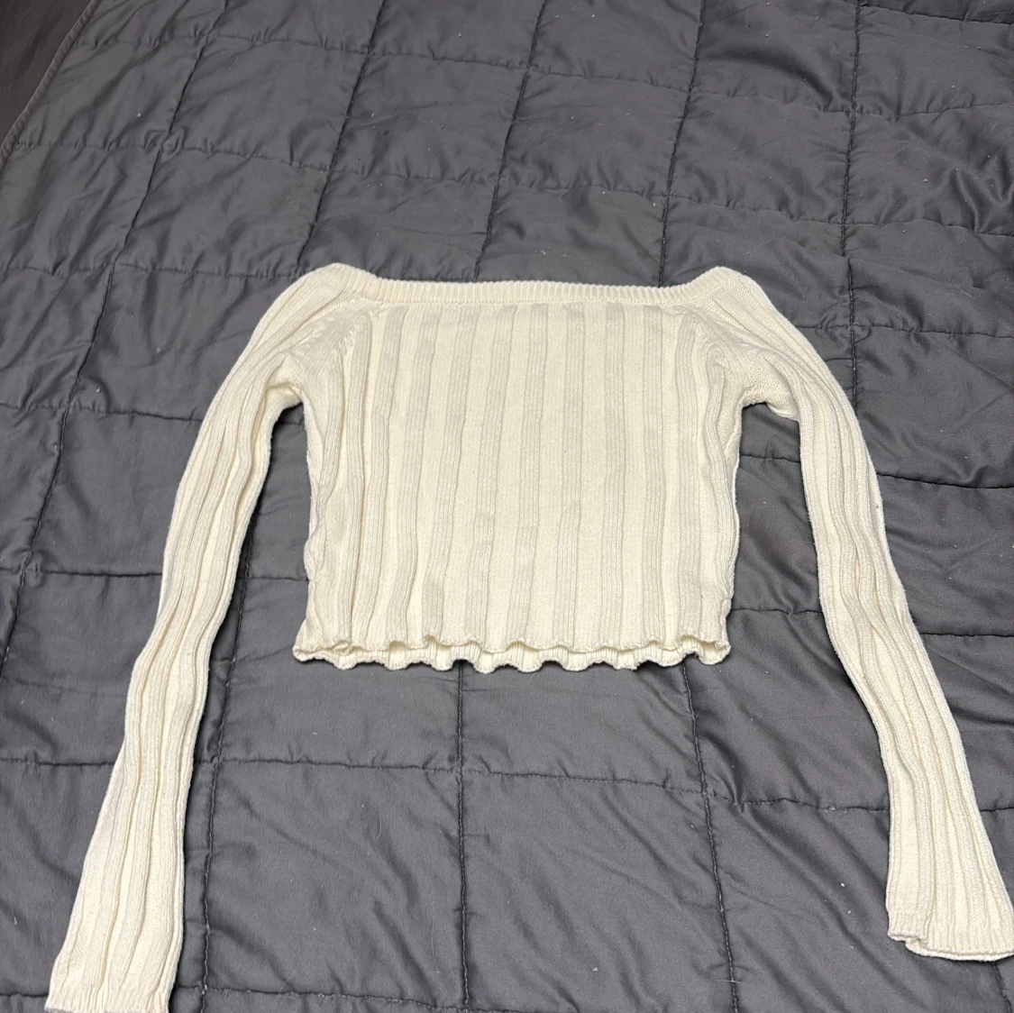 Beige ribbad croppad topp NA-KD - 1