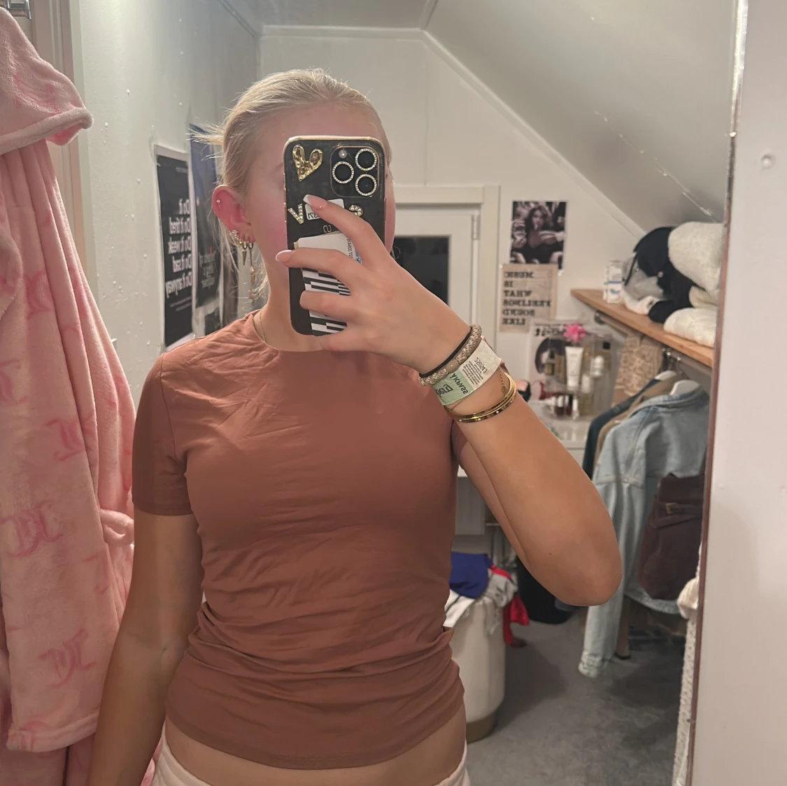 Brun kortärmad topp från H&M