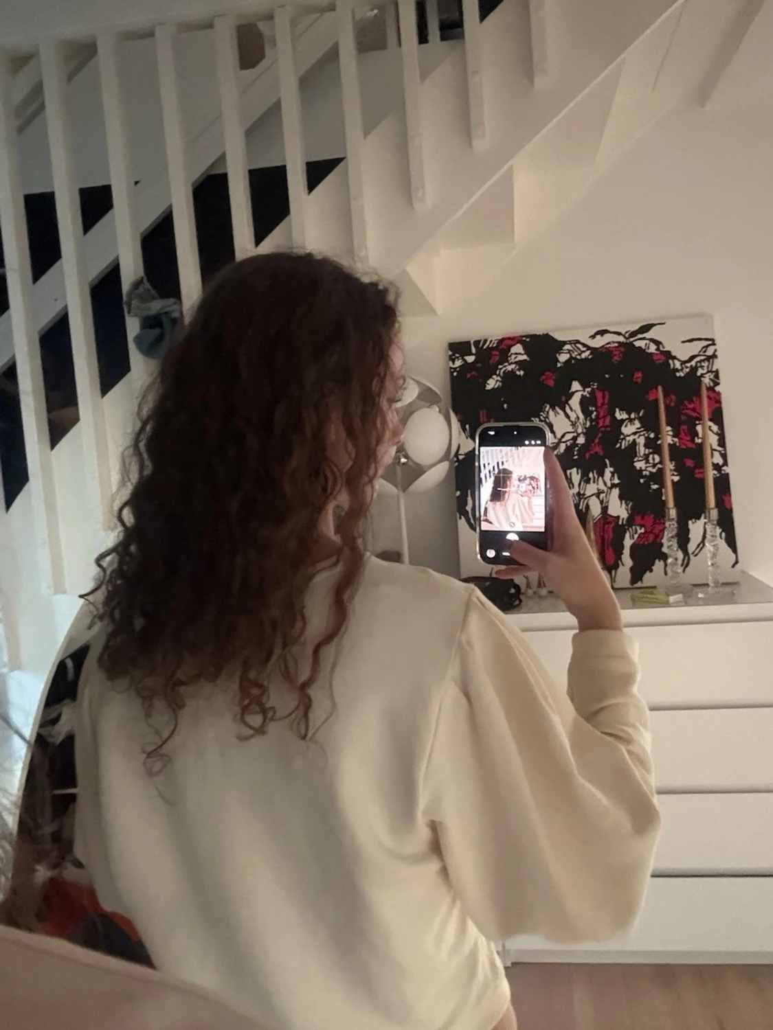 Beige croppad sweatshirt - 2