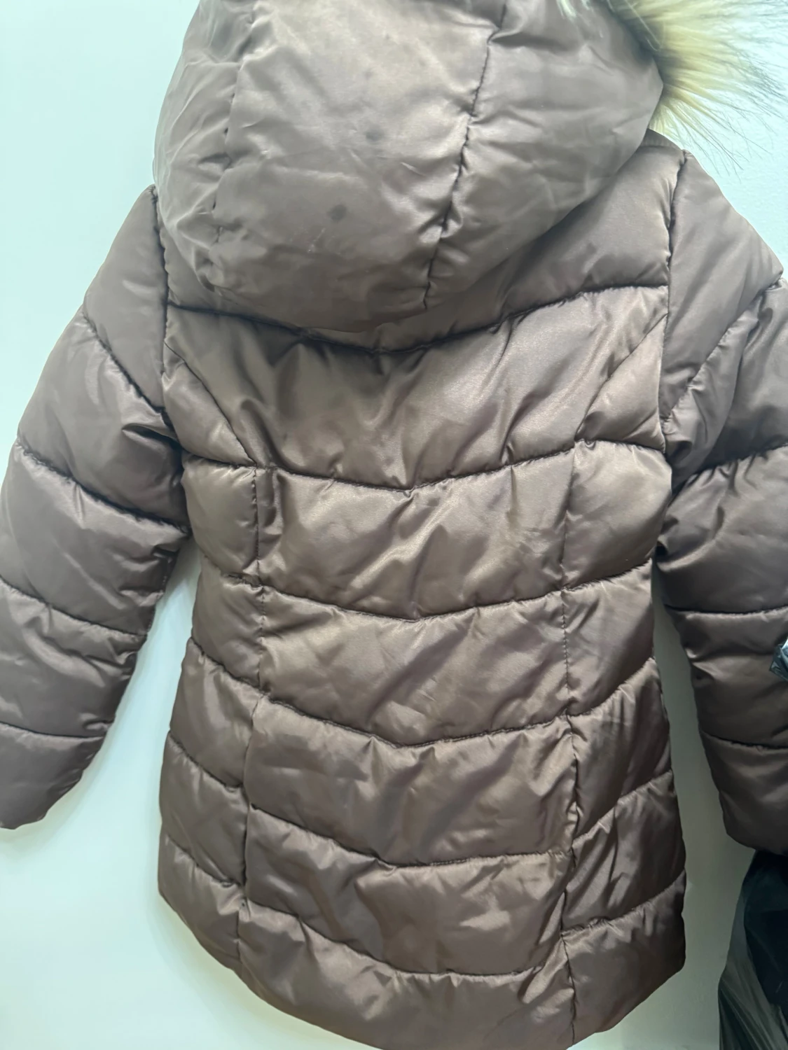 Brun pufferjacka med fuskpäls från H&M - 3