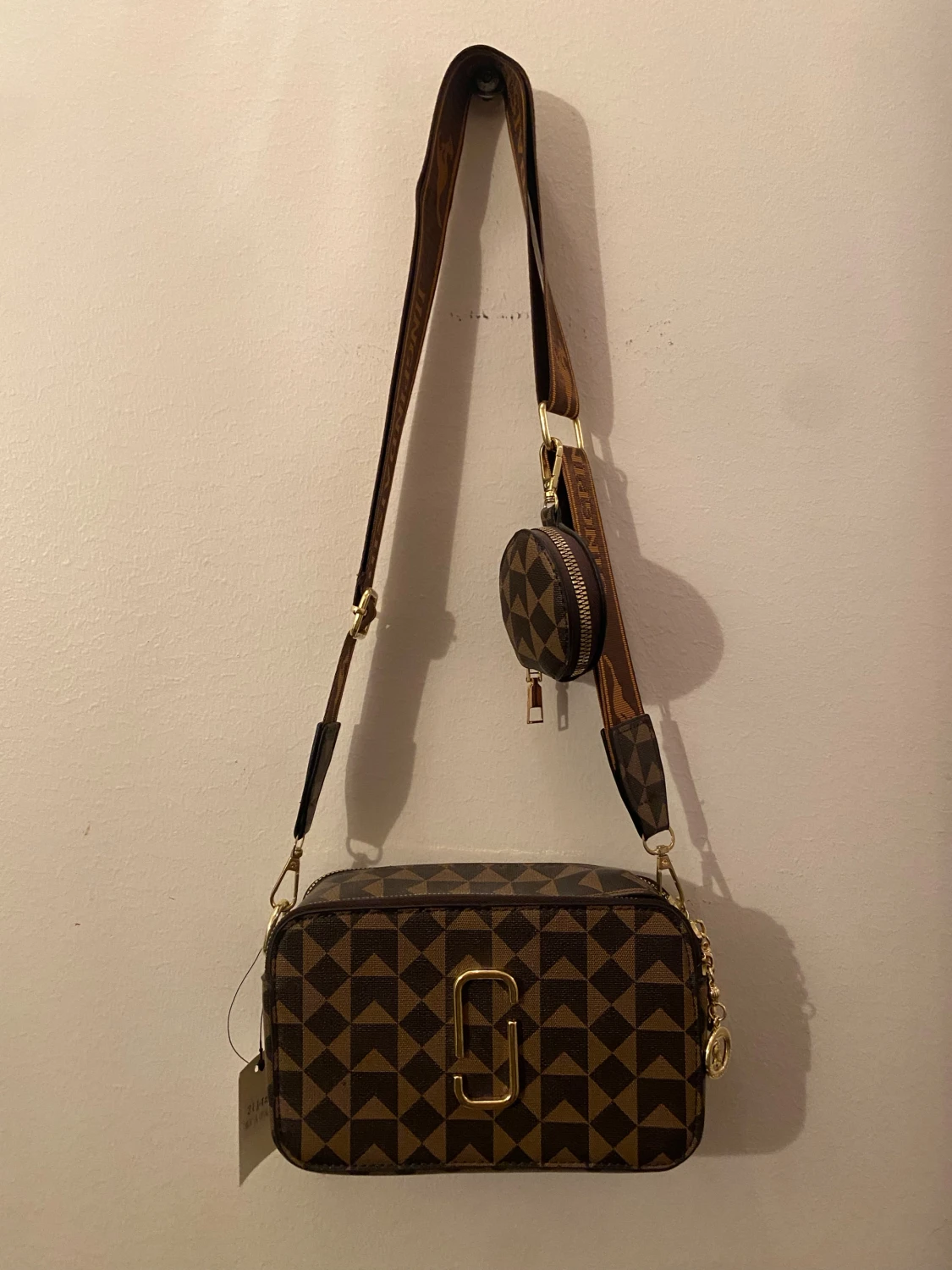 Brun geometrisk axelväska Jingpindaishu