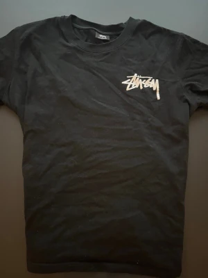 Stüssy t-shirt svart  - Svart t-shirt från Stüssy i bomull med klassisk logga på bröstet och stort tryck av två tärningar på ryggen. T-shirten har rund hals och korta ärmar, perfekt för en streetwear-look.