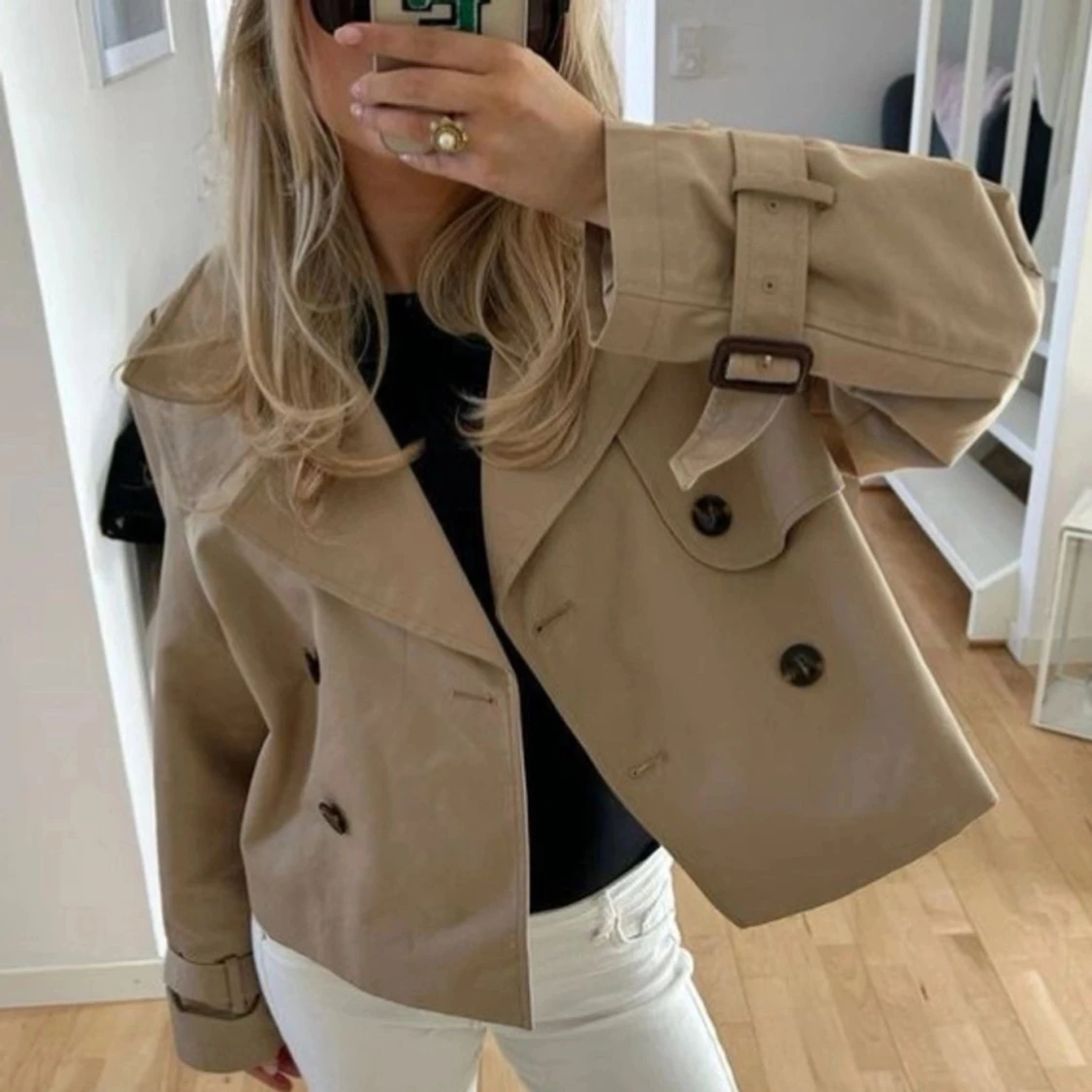 Beige kort trenchcoat - 90