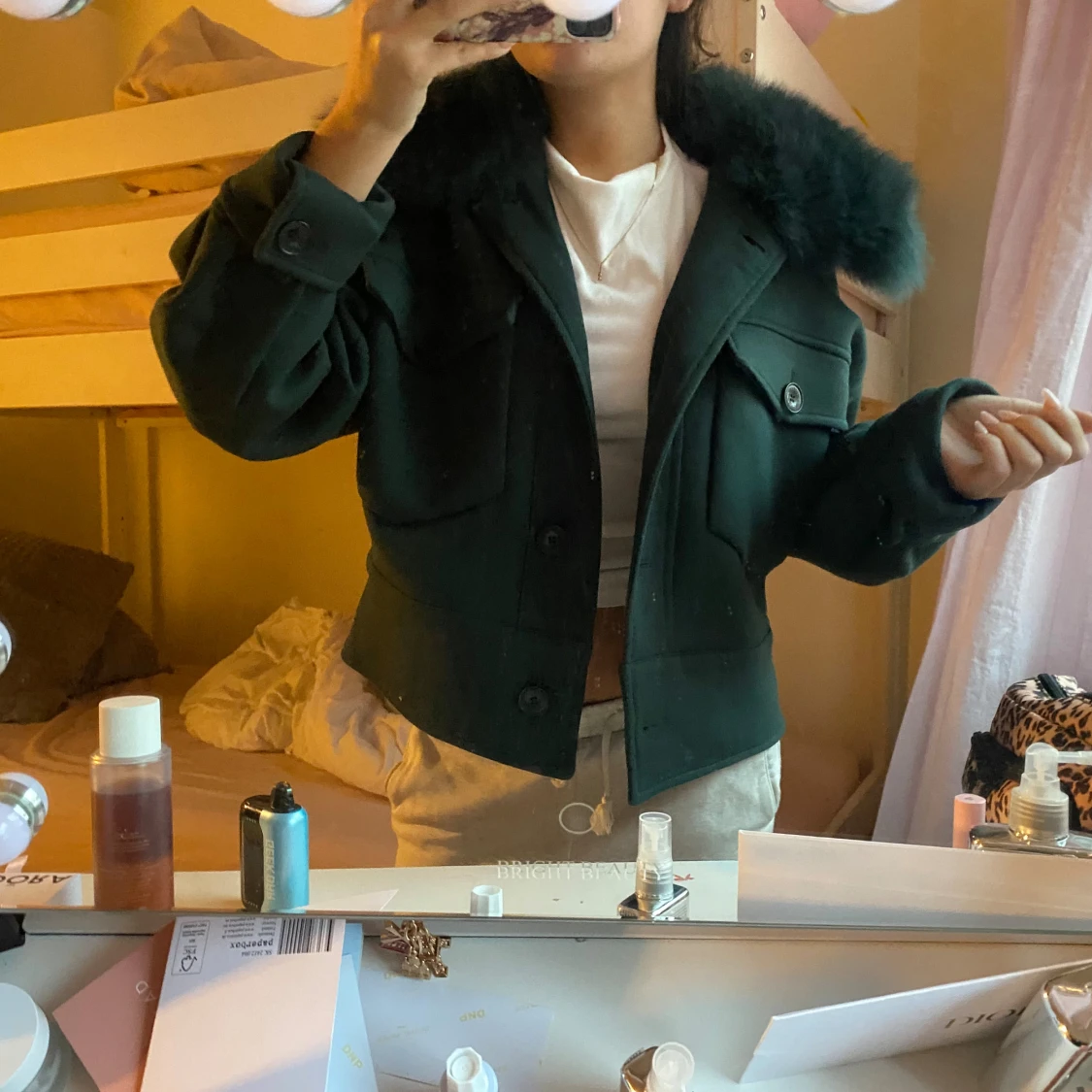 Mörkgrön pälsjacka från Meotine - 2