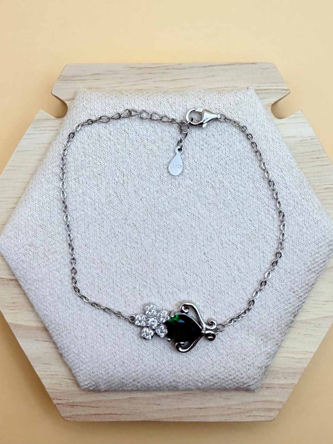 Delikat Armband i äkta silver (925) med Labbodlad grön topas - 1