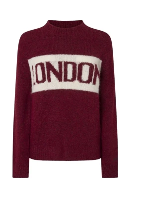 Snygg stickad tröja  - As snygg stickad tröja i mörkröd, använd 2 ggr! Fr pepe jeans original pris  1070kr